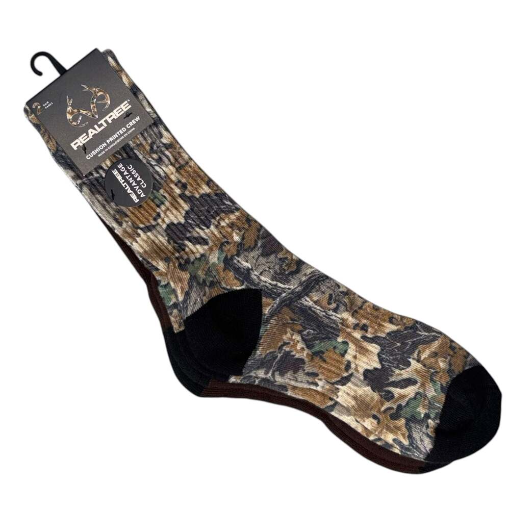 Realtree Advantage Classic Cushion Printed Crew Socks 2-Pack Camo